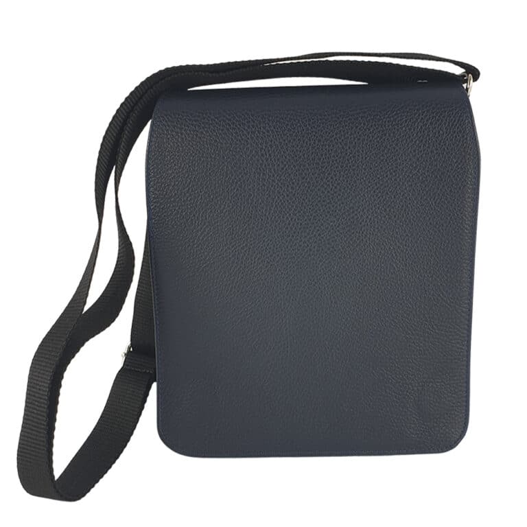 Geanta barbati din piele naturala-blu