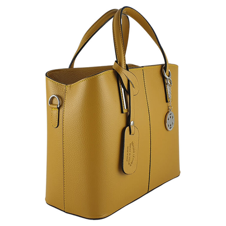 Geantă dama din piele naturala Olimpia-galben
