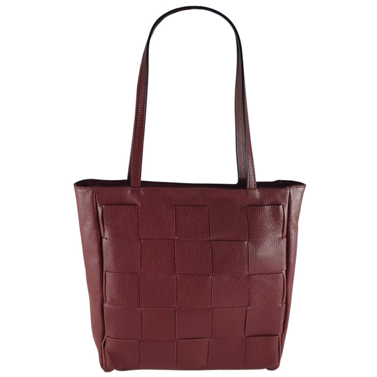 Geanta shopper din piele naturala Dalia-bordo